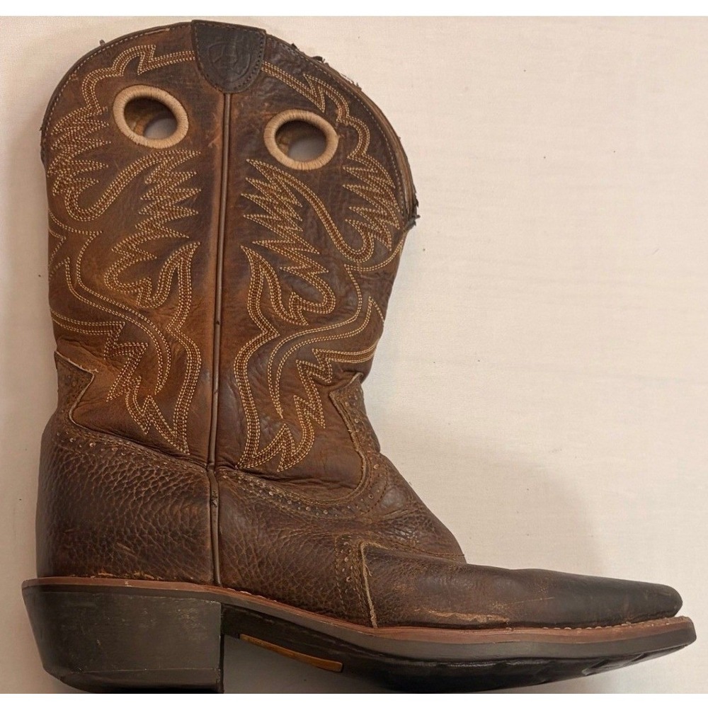 Ariat Boots Heritage Roughstock Mens 10.5EE Brown Leather Square Toe Cowboy